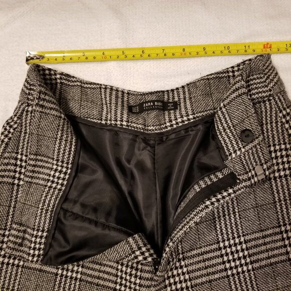 Plaid Wide Leg High Rise Trousers Black/White Dress Pants Grey X-Small Zara - Picture 5 of 8